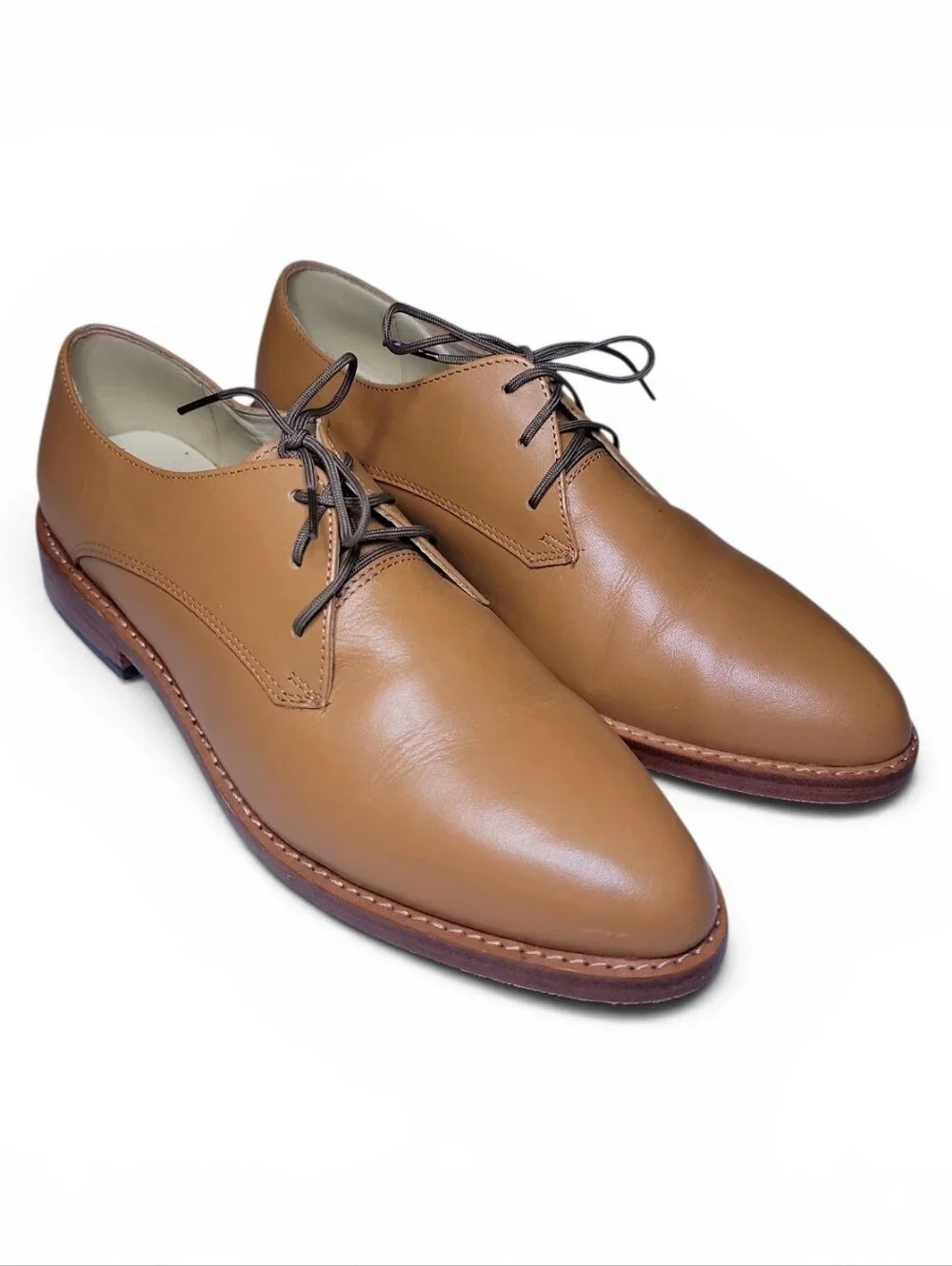 Nisolo Womens Plain Toe Leather Lace Up Oxfords